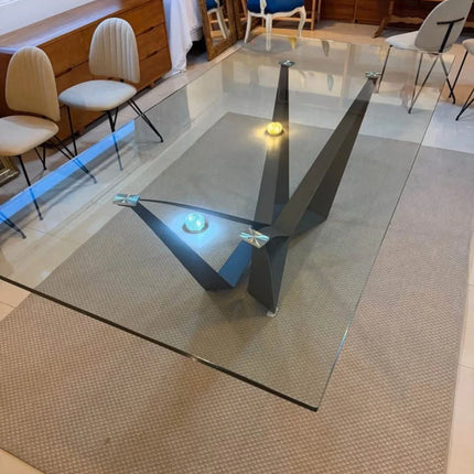 Gran mesa de comedor Soho Gallery de metal y vidrio. ¡Elegancia en tu Comedor! 🏡