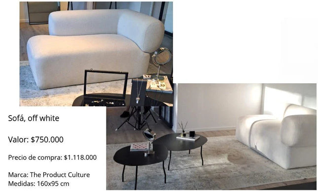 ¡Sofá minimalista 2 cuerpos, off white! 🛋️
