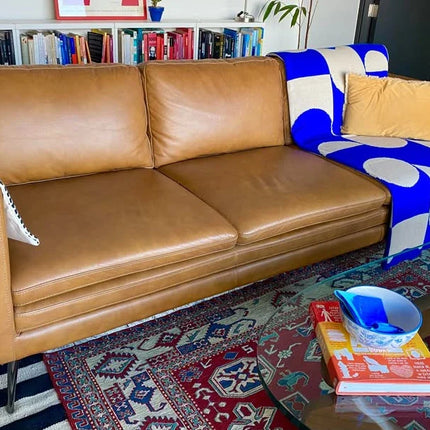 Sofá "Popular Design" 3C Cuero Camel Elegante en Perfecto Estado 🛋️