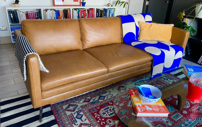 Sofá "Popular Design" 3C Cuero Camel Elegante en Perfecto Estado 🛋️