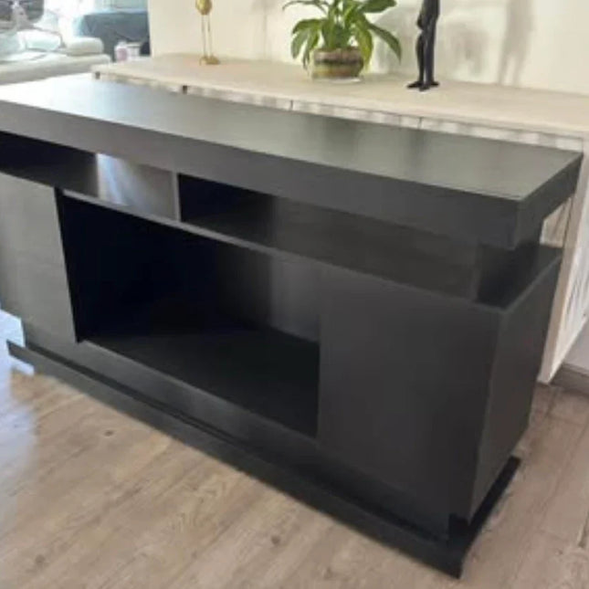 Rack negro versátil con Ruedas (Ancho 150cm x Profundidad 38cm x Alto 82cm)