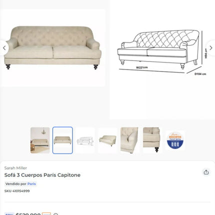 Sofá Sarah Miller ¡Tu nuevo rincón de confort! 🛋️