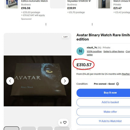 Reloj de colección Avatar - Binario 20th Century Fox Edición Limitada
