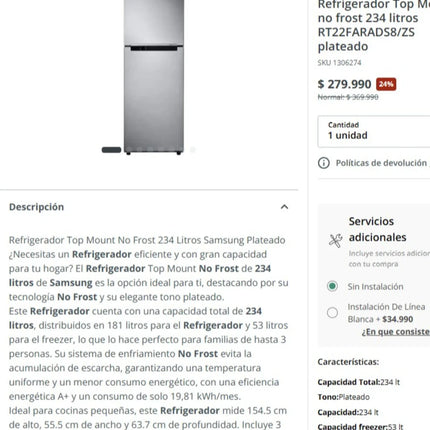 Refrigerador Samsung 250lt ¡Refrigera Tecnología! ❄️